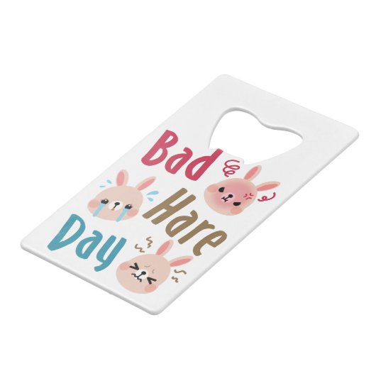 Bad Hare Day Funny Bunny Rabbit Kawaii Pasen Kredietkaart Flessenopener (Achterkant Gekanteld)