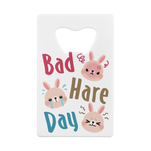 Bad Hare Day Funny Bunny Rabbit Kawaii Pasen Kredietkaart Flessenopener (Achterkant)