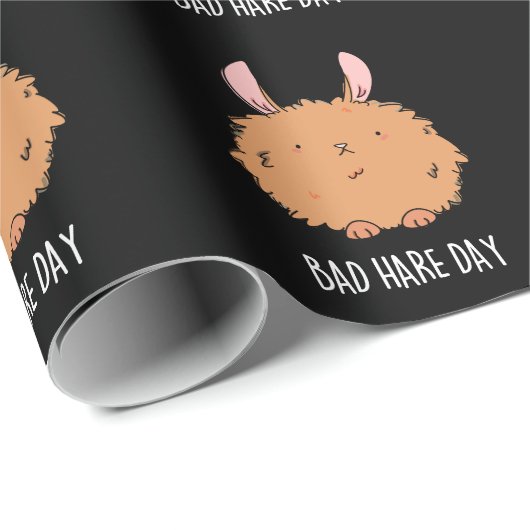 Bad Hare Day Funny Rabbit Pun Dark BG Cadeaupapier (Rol Hoek)