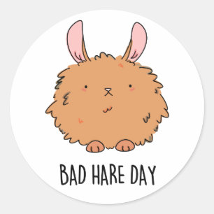 Bad Hare Day Funny Rabbit Pun Ronde Sticker