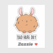 Bad Hare Day Funny Rabbit Pun Sticker (Vel)