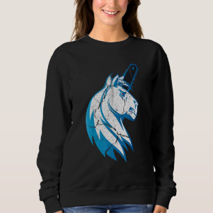 Bad Horse Unicorn met kettingzaag en blauwe ontvla Trui