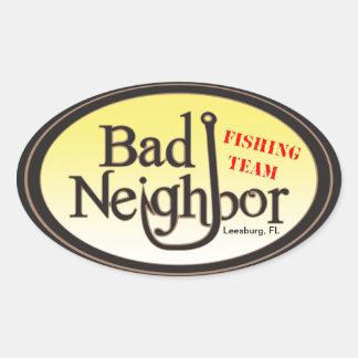 Bad Neighbor Ovaal Zwart Geel Sticker