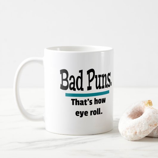 Bad Puns Eye Roll Funny Koffiemok (Met donut)