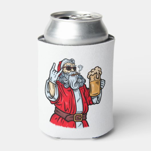 Bad Santa Claus, Rock, Beer en Cigar Blikjeskoeler (Blikje Voorkant)
