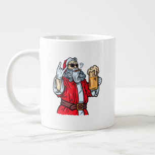 Bad Santa Claus, Rock, Beer en Cigar Extra Grote Beker