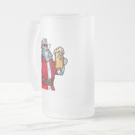 Bad Santa Claus, Rock, Beer en Cigar Matglas Bierpul (Voorkant links)