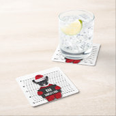 Bad Santa's Dog Mugshot Funny Kerstmis Vierkante Kartonnen Onderzetter (Insitu)