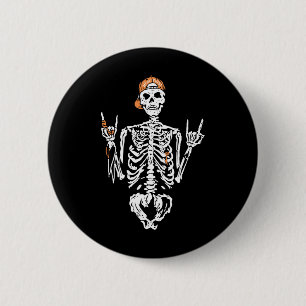 Bad Skeleton Hand Rock Zomer Halloween Skull Vrouw Ronde Button 5,7 Cm