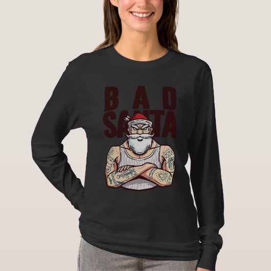 Bad tattoo santa christmas t-shirt (Voorkant)