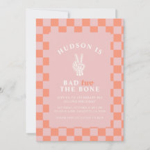 Bad TWO De Bone Pink Uitnodigingen voor de tweede