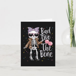 Bad Two Het Bone 2e Verjaardagsmeisje Halloween Le Kaart