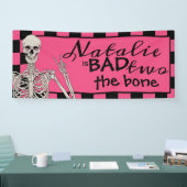 Bad Two Het Bone Halloween 2e Verjaardag Roze Part Spandoek (Beurs)