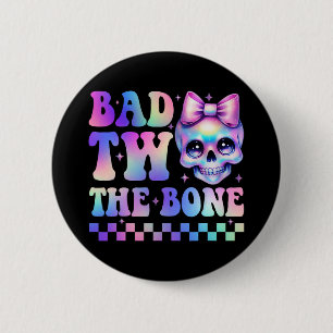 Bad Two The Bone 2e Verjaardag Kind Girl Tie Dye B Ronde Button 5,7 Cm
