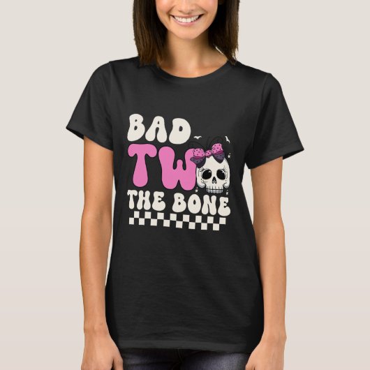 Bad Two The Bone 2e Verjaardag Meisjes Spooky Birt T-shirt (Voorkant)