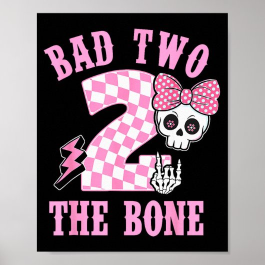 Bad Two The Bone Birthday 2 Years Old Nk Checkered Poster (Voorkant)