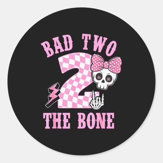 Bad Two The Bone Birthday 2 Years Old Nk Checkered Ronde Sticker (Voorkant)