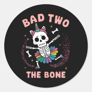 Bad Two The Bone Halloween Verjaardag 2e Verjaarda Ronde Sticker