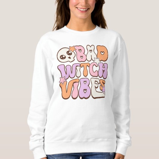 Bad Witch Vibes Retro Halloween Pastel Sweatshirt (Voorkant)