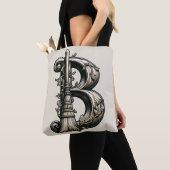 Bad Witch Witchy Broom Letter B Custom Initiaal Draagtas (Dichtbij)