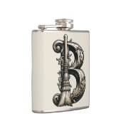 Bad Witch Witchy Broom Letter B Custom Initiaal Heupfles (Rechts)