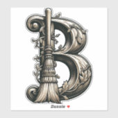 Bad Witch Witchy Broom Letter B Custom Initiaal Sticker (Vel)