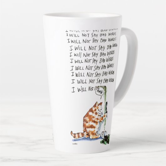 Bad Word Cat Latte Mok (Rechterhoek)