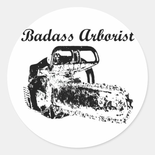 Badasarborist - Chainzaag Ronde Sticker (Voorkant)
