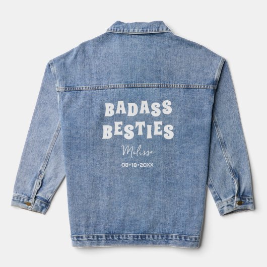 Badass Besties Grappige Bruidsmeisje Favor Gift Denim Jacket (Achterkant)