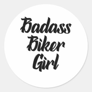 badass biker meisje ronde sticker