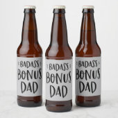 Badass Bonus Papa Stepfather Vaderdag Stepdad Bier Etiket (Flessen)