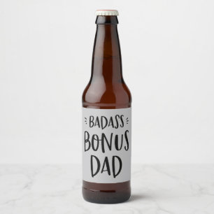 Badass Bonus Papa Stepfather Vaderdag Stepdad Bier Etiket