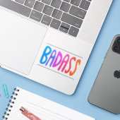BADASS Colorful Fun Lettering Sticker (Laptop met iPhone)