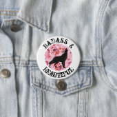 Badass en Beauful Black Wolf en Rozen Button (In situ)