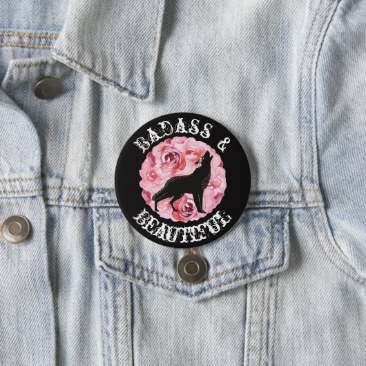 Badass en Beauful Wolf en Rozen Black Button (In situ)