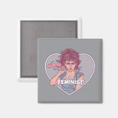 BADASS FEMINIST, cartoon Magneet (Voorkant / Achterkant)