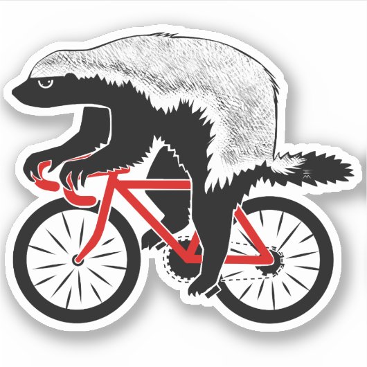 Badass Honey Badger Biker Rode fiets Sticker (Voorkant)
