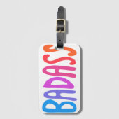 BADASS kleurrijke kool en witte strepen Bagagelabel (Voorkant (verticaal))