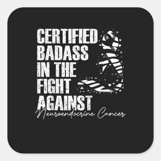 Badass Neuroendocrine Cancer Awareness NET Zebra R Vierkante Sticker (Voorkant)