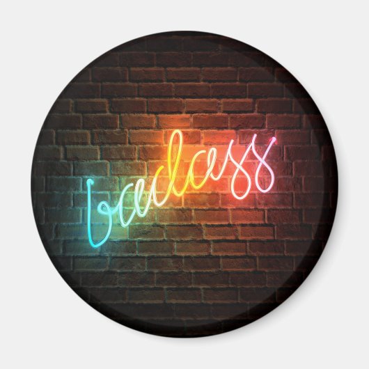 Badass Rainbow Neon Sign Magneet (Voorkant)