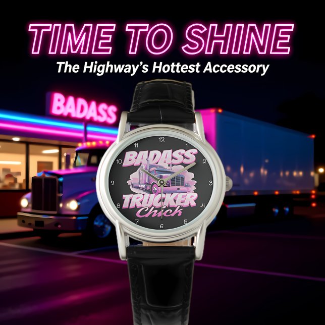 Badass Trucker Chick Pink Power Horloge (Creator heeft geüpload)