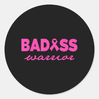 BADASS Warrior Pink Breast Cancer Ronde Sticker