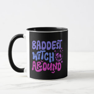 Baddest heks rond schedel zwart Halloween Mok