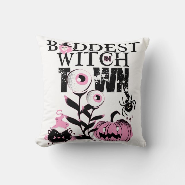 Baddest Witch in Town Halloween in enge roze Kussen (Voorkant)
