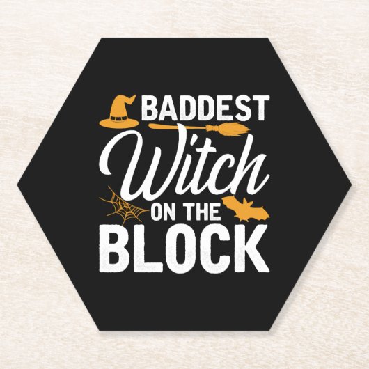 Baddest Witch On The Block Kartonnen Onderzetters (Voorkant)