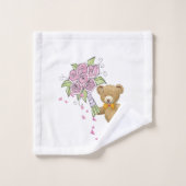 Baddy Bear Floral Pink Bad Handdoek (Wasdoekje)