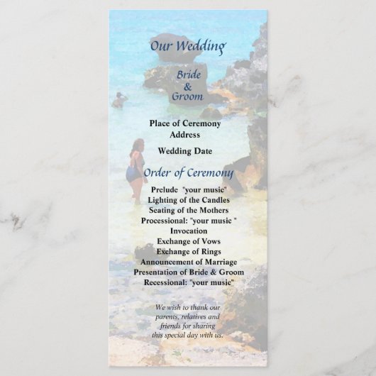 Baden in het Ocean St. George Wedding Programme Programma (Voorkant)