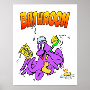 Baden Octopus Bathroom Poster 