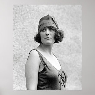 Badend Schoonheid Portret, 1922. Oude Foto Poster