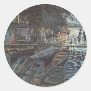 Badenden bij La Grenouillère van Claude Monet Ronde Sticker
